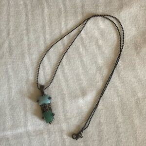 Faux Stone Green and Copper 18” Pendant Necklace